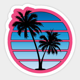 Retrowave Blue Sunset Sticker